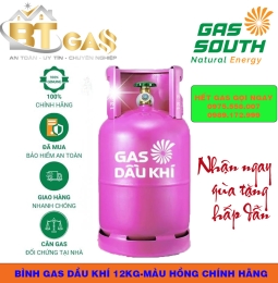 BÌNH GAS DẦU KHÍ 12KG MÀU HỒNG
