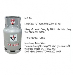 BÌNH GAS VT-GAS 12KG MÀU XÁM (1)