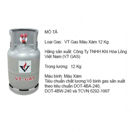 BÌNH GAS VT-GAS 12KG MÀU XÁM (1)